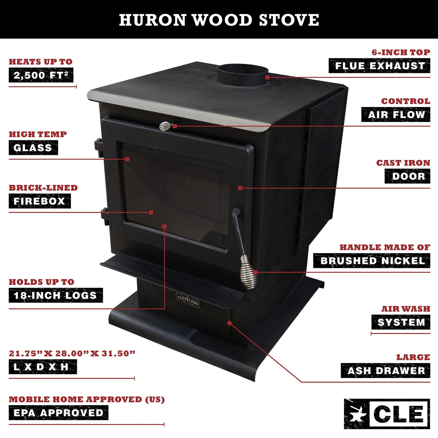 HURON MEDIUM WOOD STOVE
